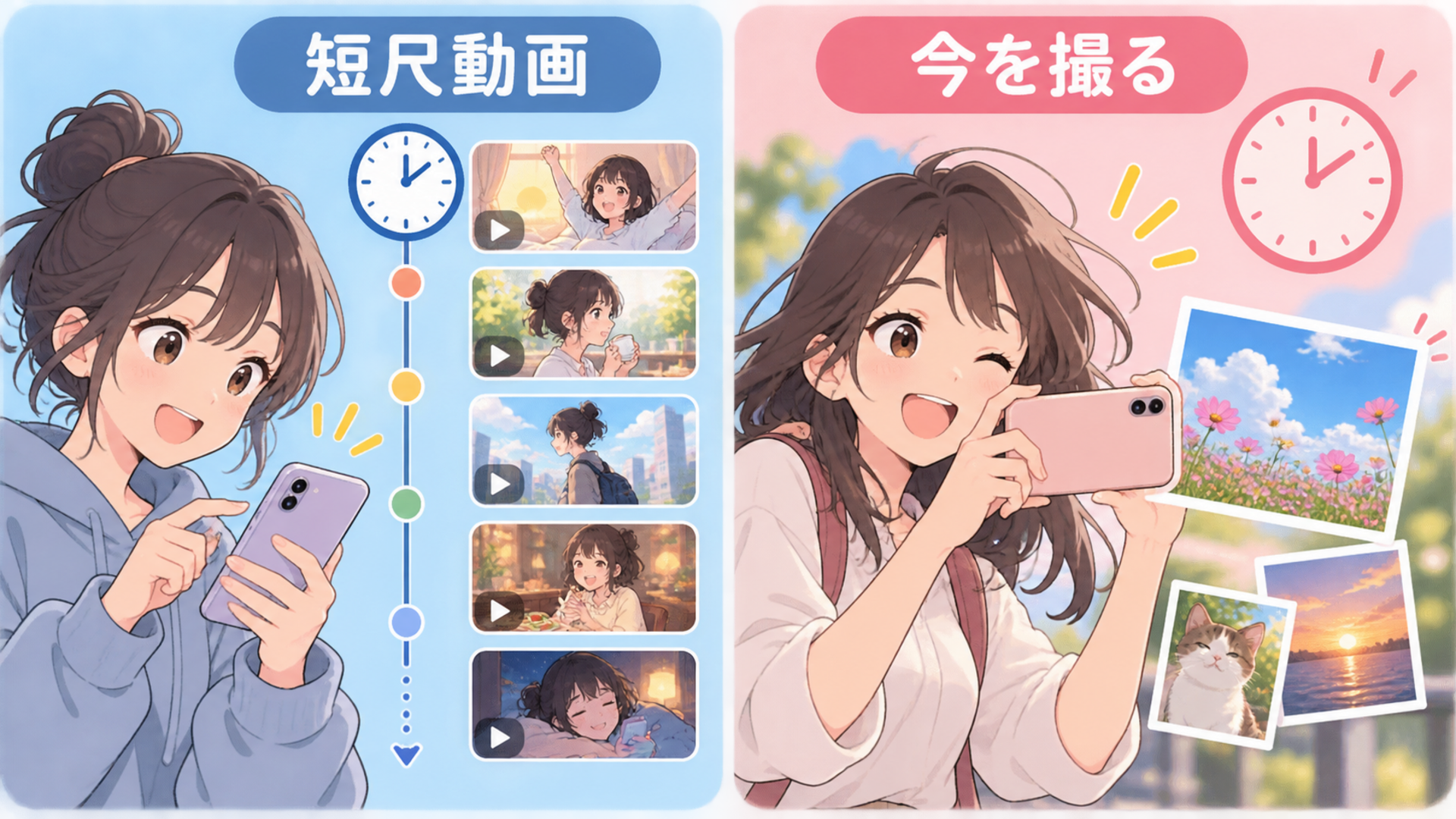 短尺動画と今を撮るイメージの対比