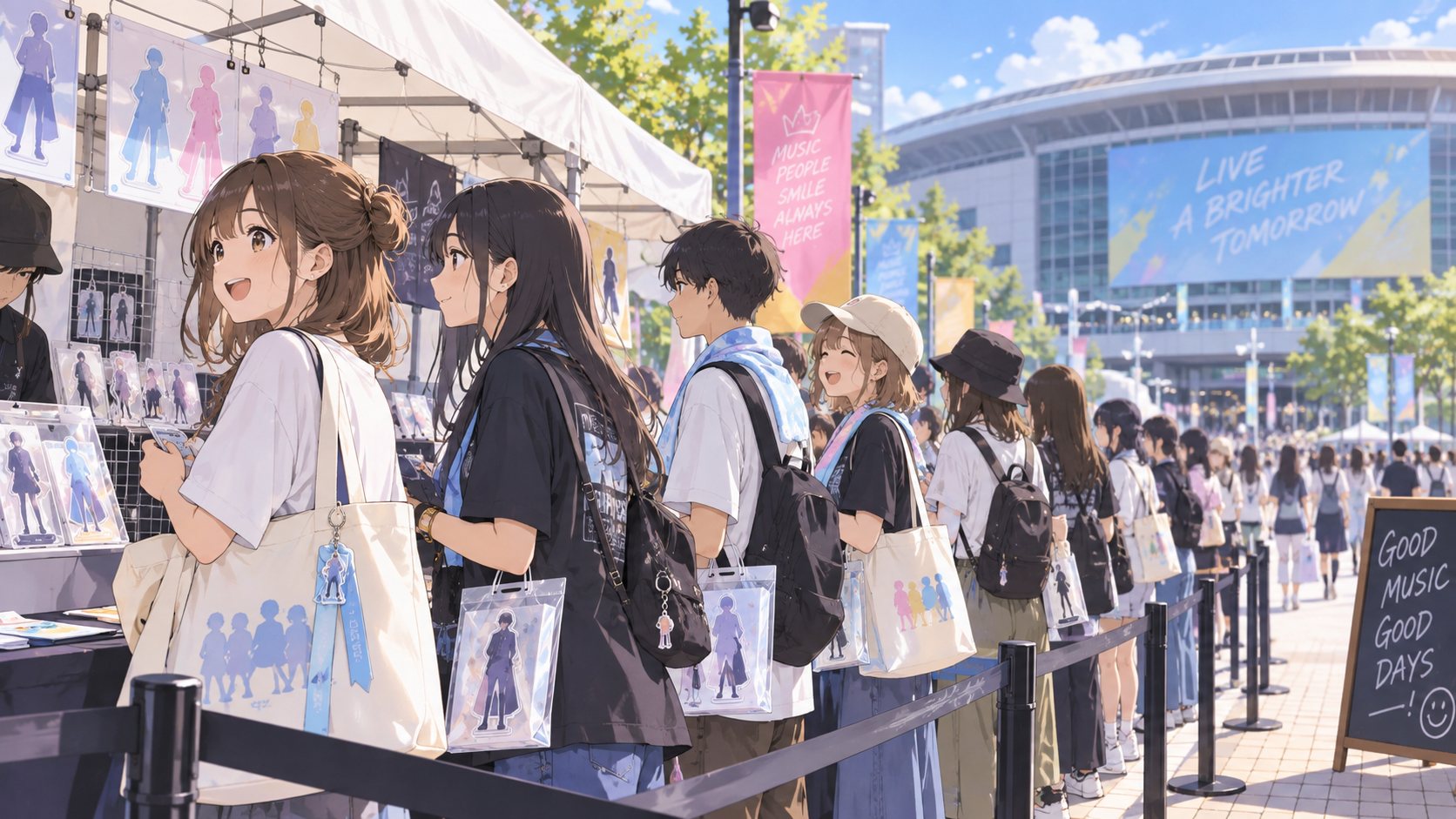 アリーナ物販テントの列のイメージ