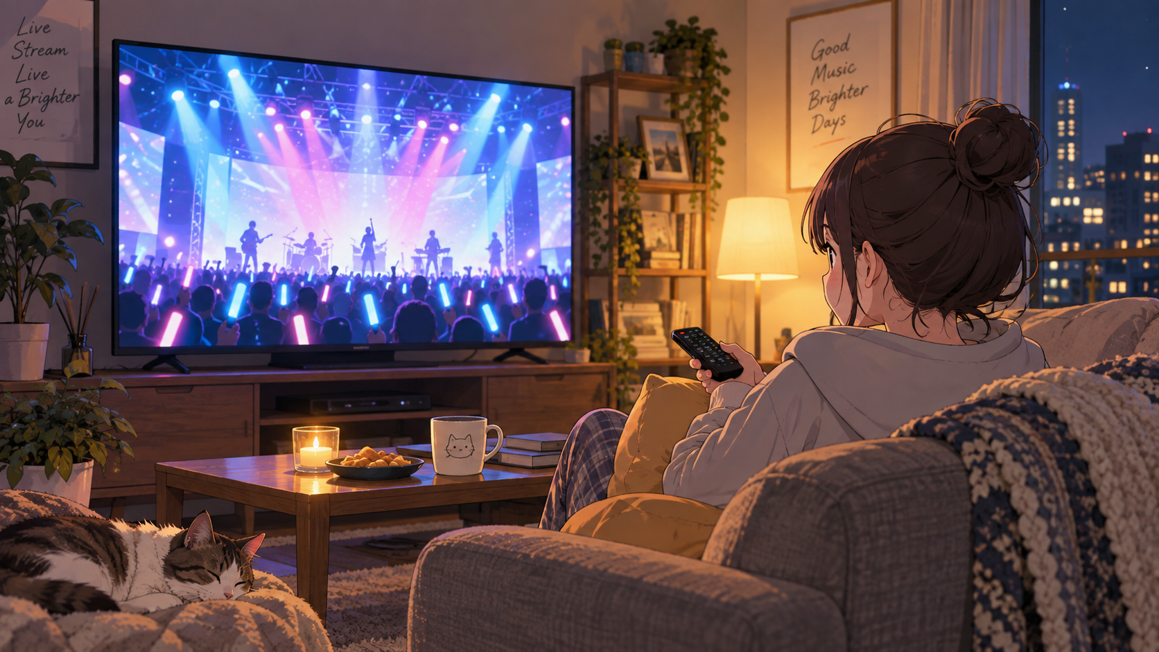 自宅でライブ配信を視聴するイメージ