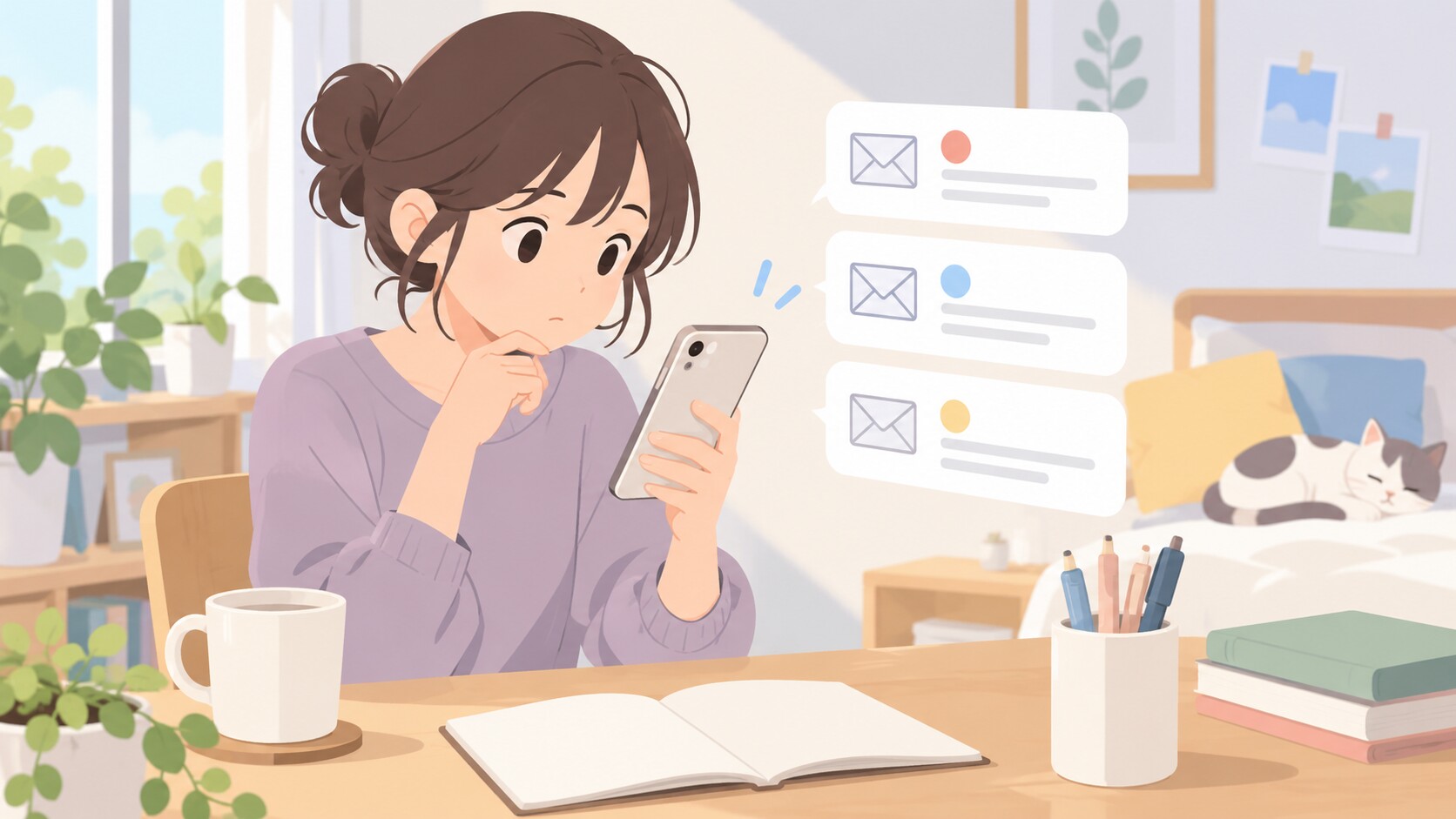 当落メールを確認するイメージ