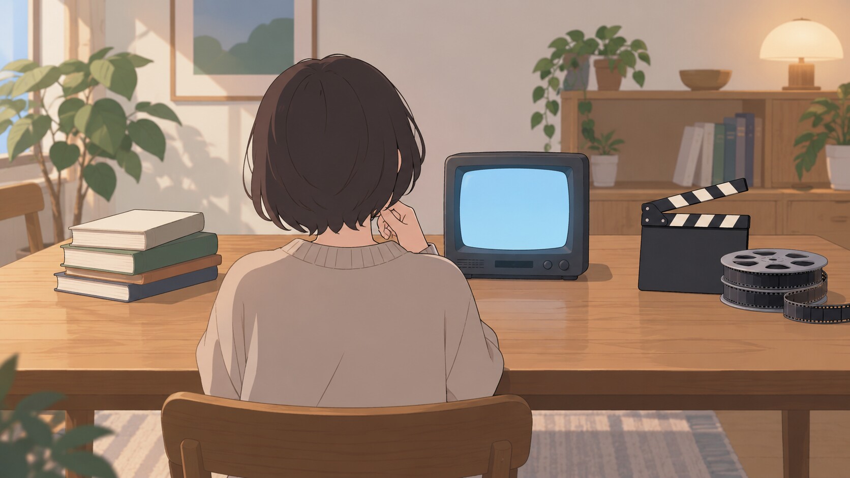 本、テレビ、フィルムを分けて見比べるオリジナルの人物