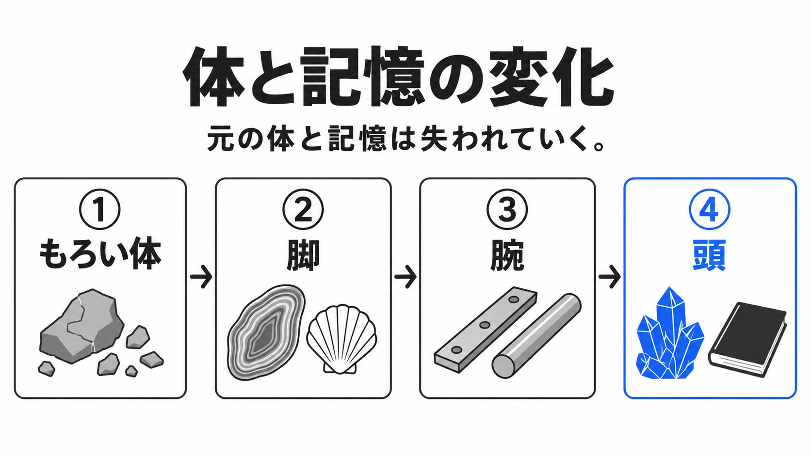 脚、腕、頭の交換と記憶の喪失