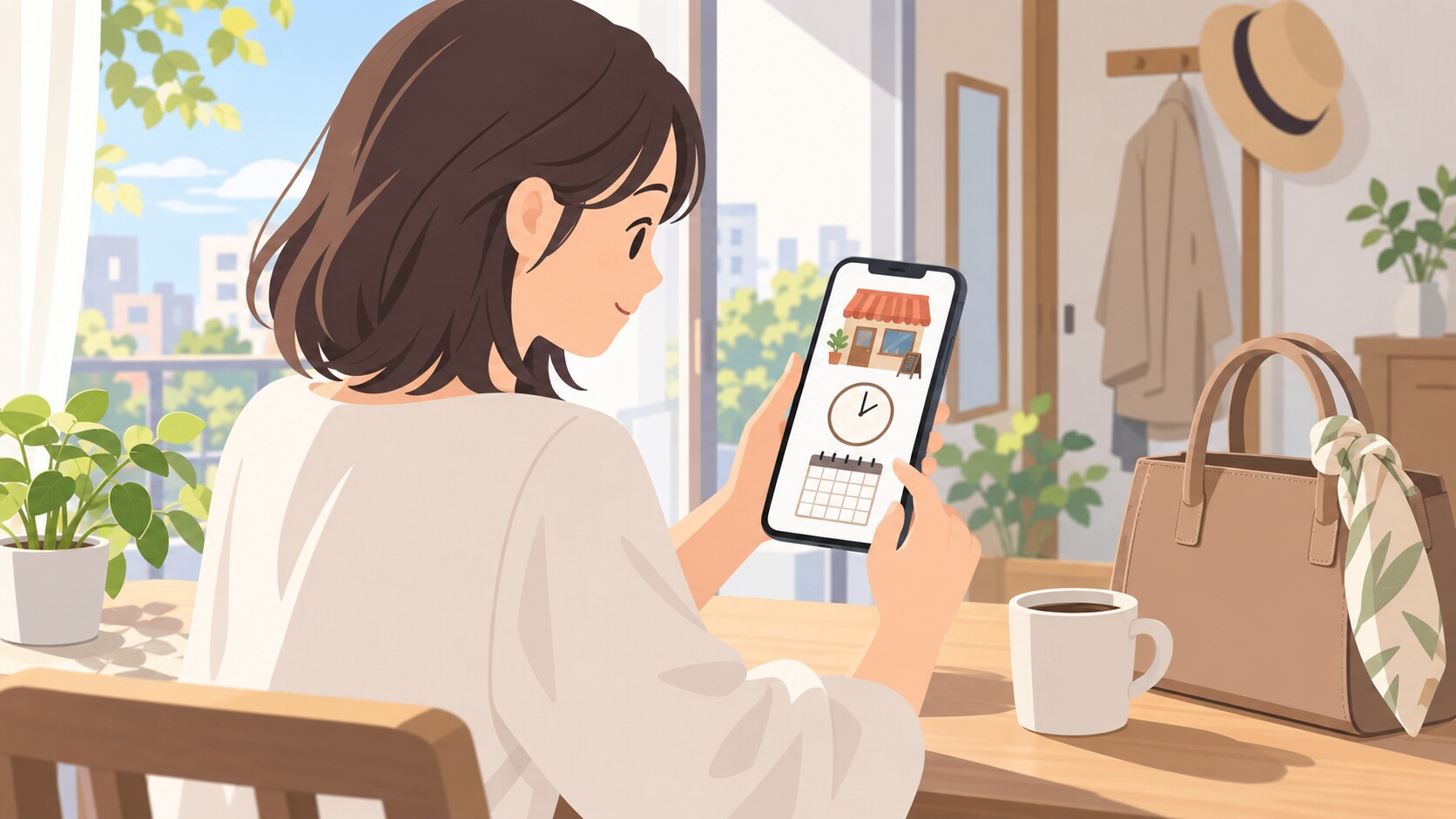訪問前に営業時間を確認するイメージ