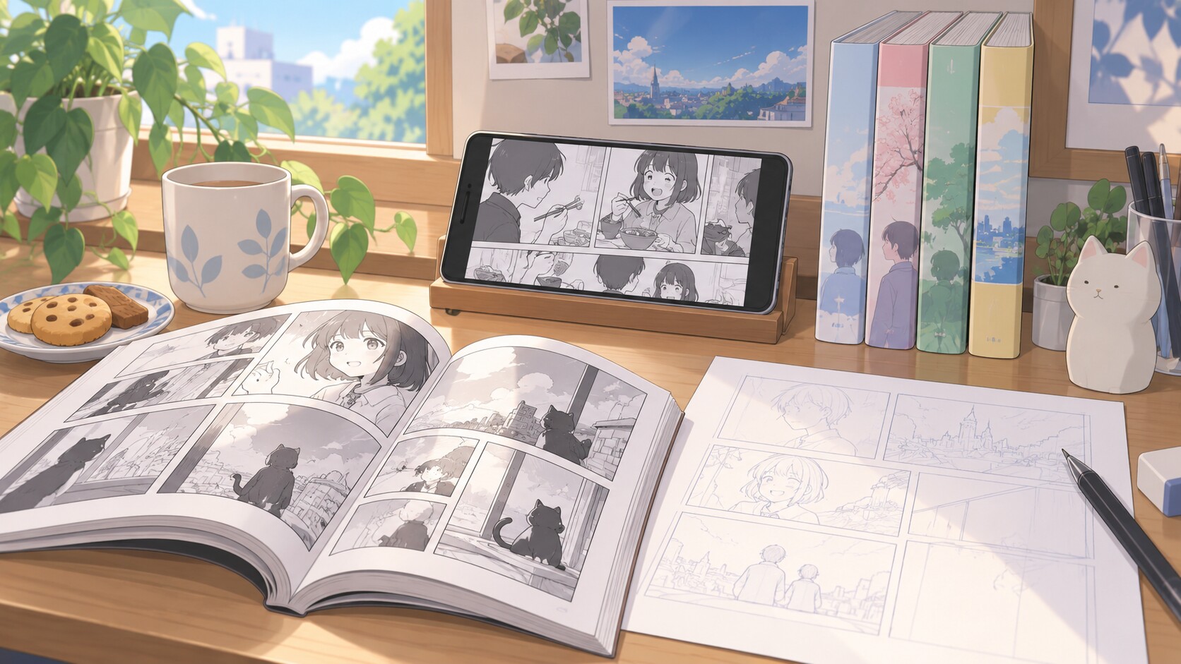 コミックス4巻とヤングアニマルWebの連載状況を示すイメージ